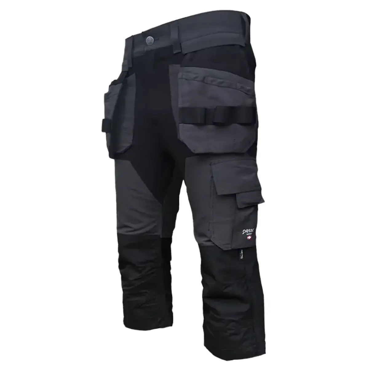 Pesso TITAN stretš 3/4 pikkuses lühikesed püksid ripptaskutega, hall