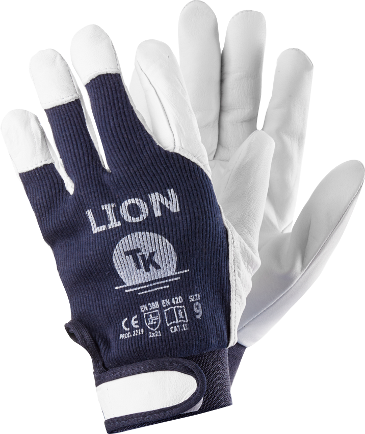 TK LION töökindad takjakinnitusega kitsenahk/puuvill, kat.2