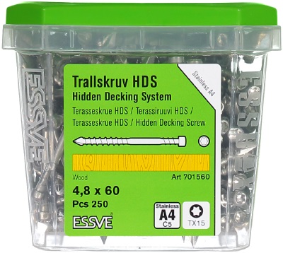 ESSVE terrassikruvi 4,8x60 HDS tx15/A4/C5-250tk