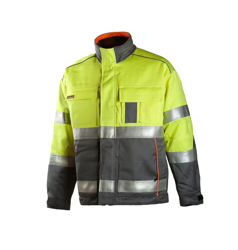 Dimex sädemekindel talvejakk HI-VIS kollane/hall kl.2 elektrikule/keevitajale