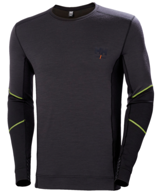 Helly Hansen LIFA MERINO Crewneck termosärk, must/tumehall