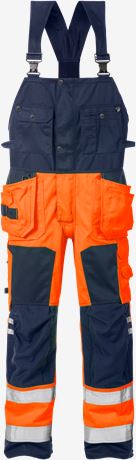 Fristads 1014 PLU HI-VIS ripptaskutega traksipüksid cl 2, oranž/navy