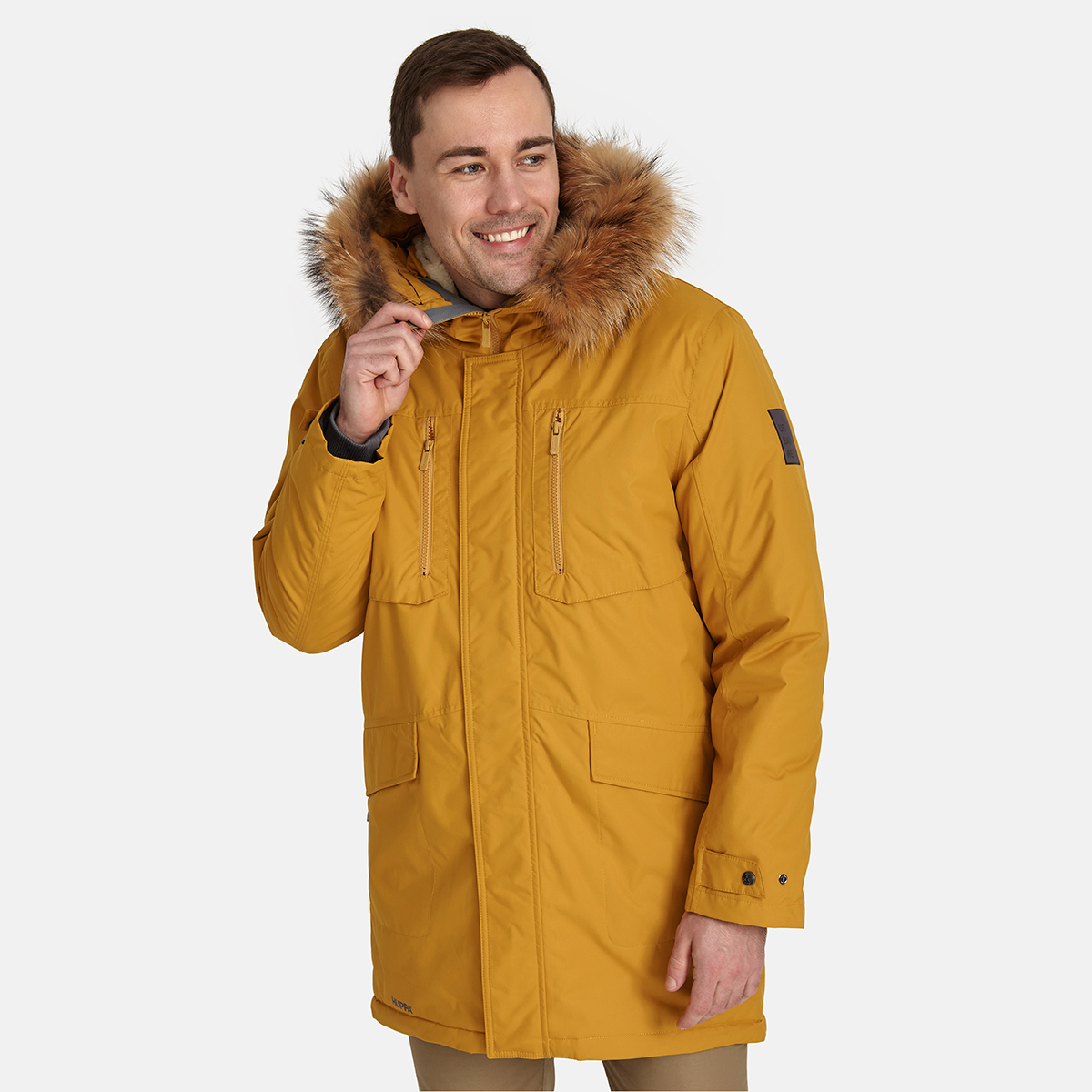 Huppa DAVID 1 meeste talveparka naturaalkarvaga 200g, kuldpruun