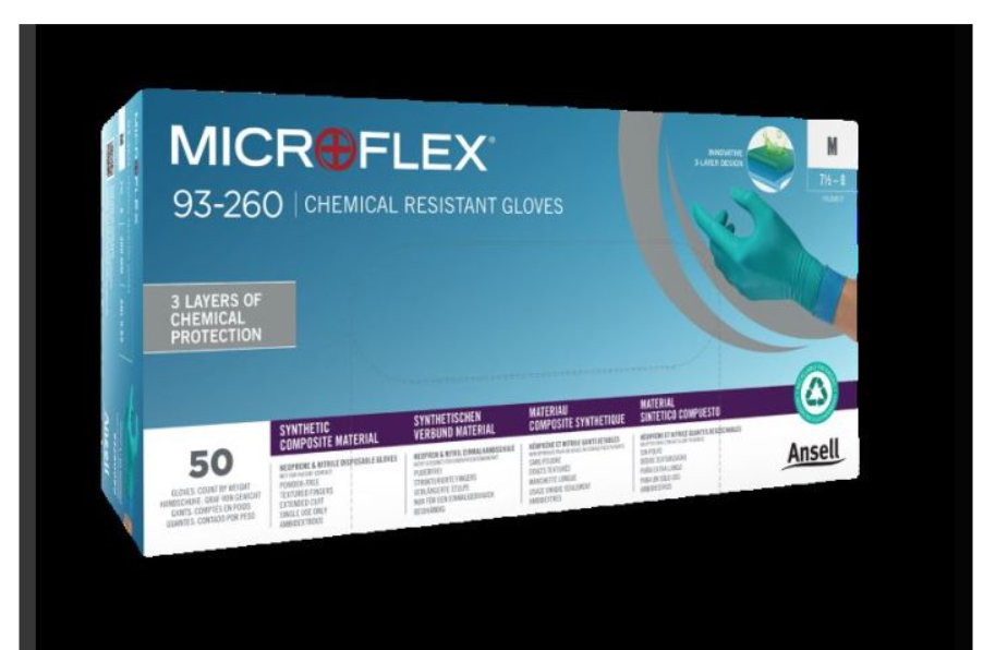 Ansell Microflex 93-260 ühekordsed nitriil- ja neopreenkindad 0,20 mm XL (9,5-10) 50 tk/karp roheline