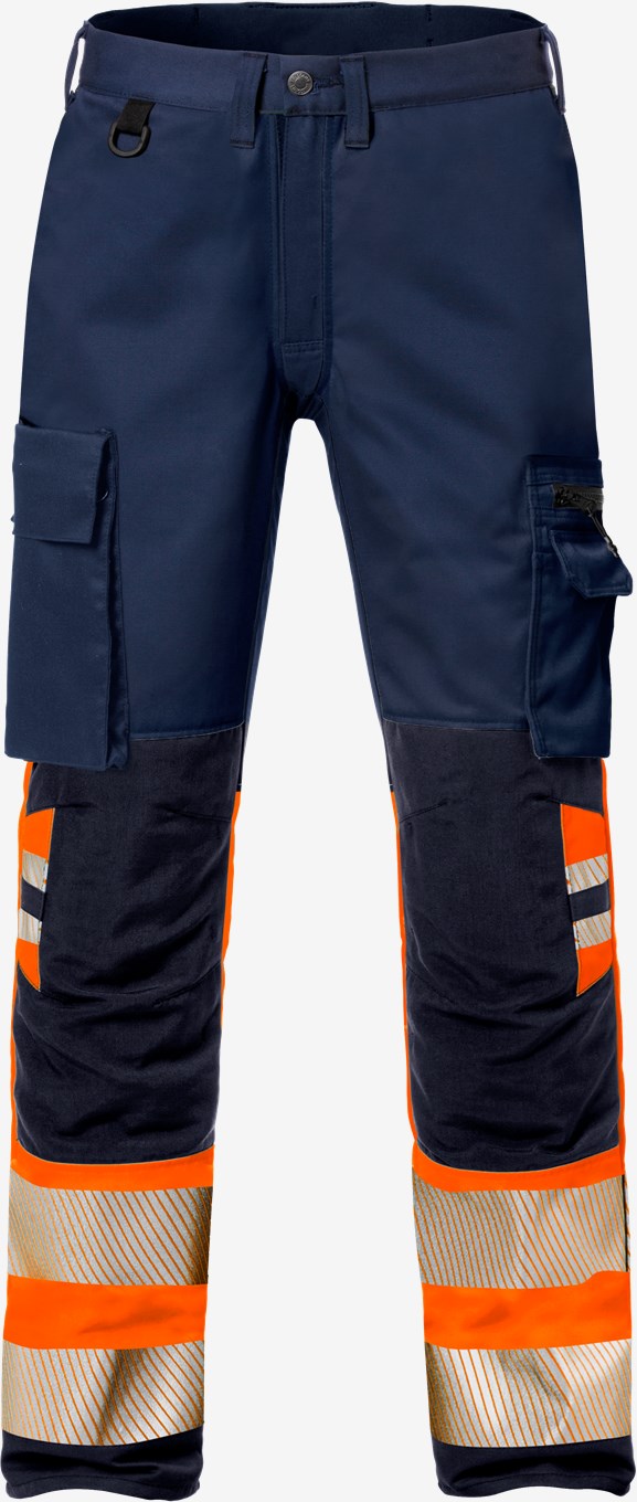 Fristads STIBY 2705 PLU stretšpaneelidega püksid HI-VIS kl1 tumesinine/oranž