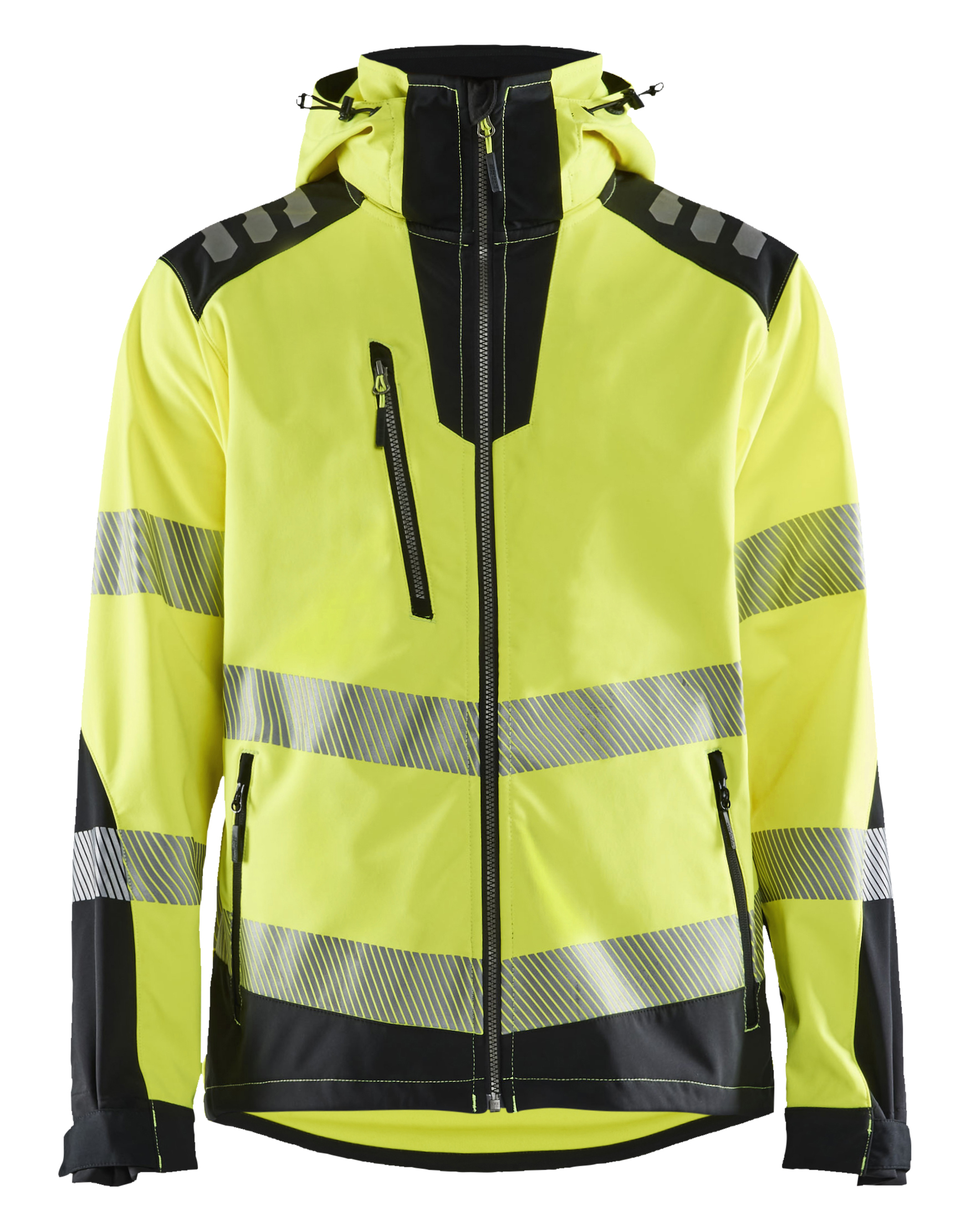 Blåkläder softshell jakk kapuutsiga Hi-Vis kl.2 neoonkollane/must