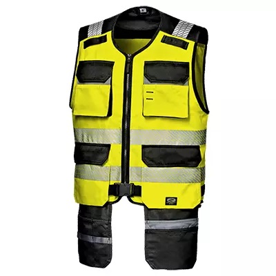 Sir Safety RUSH HI-VIS tööriistavest kl.1 kollane ripptaskutega
