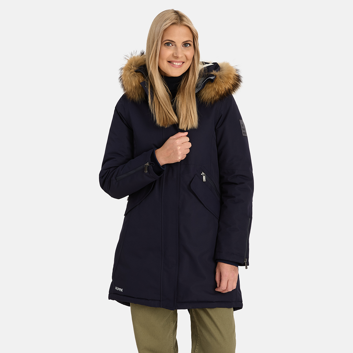 Huppa VIVIAN 1 naiste talveparka naturaalkarvaga tumesinine