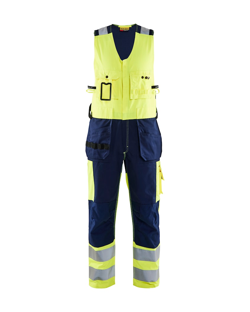 Blakläder vestpüksid elastse seljaosaga Hi-Vis kl.2 kollane/tumesinine
